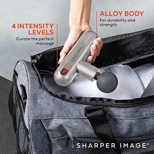 Sharper Image Powerboost Move - Mini Percussion Massage Gun| 4 Attachments, 4 Speeds, FSA Eligible| Full Body Back & Shoulder Massager| Deep Tissue Muscle Recovery| Portable Pain Relief Massage Tool - Image 5