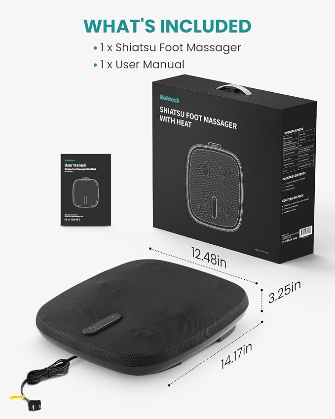 Shiatsu Foot Massager with Heat, Nekteck Electric Kneading Feet Massage Machine for Circulation and Neuropathy Plantar Fasciitis Pain Relief, Home Office Use, Gifts for Women Men Mom Dad Birthday Gift - Image 7