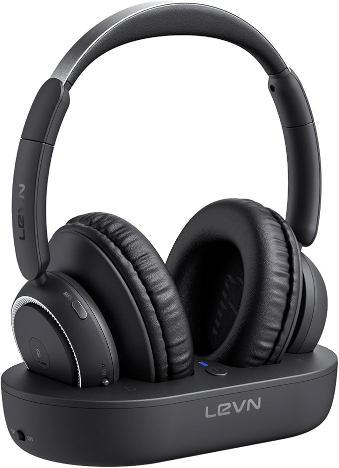 LEVN Wireless Headphones for TV Watching, TV Headphones Wireless for Seniors with Transmitter Charging Base, Hearing-impaired, No Audio Delay Bluetooth 5.2, Plug and Play, Gifts for Elderly by LEVN