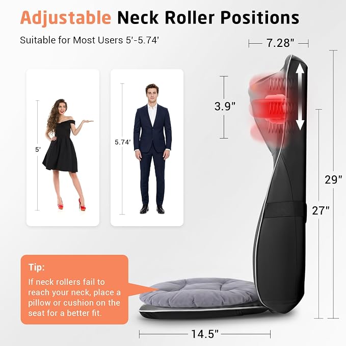 Mynt Shiatsu Neck & Back Massager for Chair, Deep Tissue Kneading Chair Pad - Image 3
