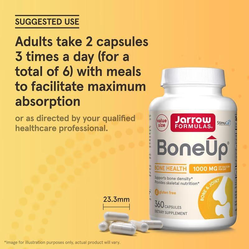 Jarrow Formulas BoneUp for Bone Density - Vitamin D3 and K2, Calcium Support, 360 Capsules, Promotes Skeletal Nutrition, Up to 60 Days Supply (Pack of 2) - Image 4