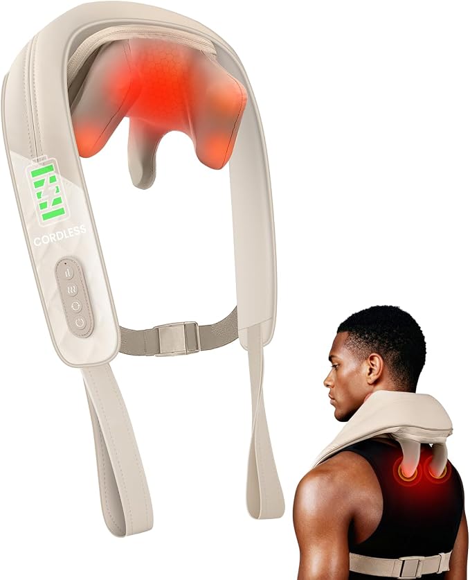 Snailax Cordless Neck & Shoulder Massager with Kneading, Heat, USB-C by Snailax