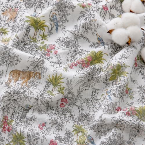 Viviland Cotton Blanket Muslin Blankets for Adult Reversible Flannel, Gifts for Women, Cozy and Soft for All Seasons, Home Decor Throw for Sofa, Chair, Tiger Yanina, 50x70 inches by VIVILAND
