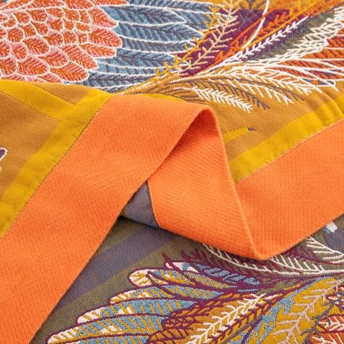 100% Muslin Cotton Throw Blanket for Couch Bed Adults Kids, Oriole Bird Printed Boho Quilt 4 Layers Ultra Soft Lightweight Reversible Gauze Blanket for All Season (Multi,90"x98") - Image 5