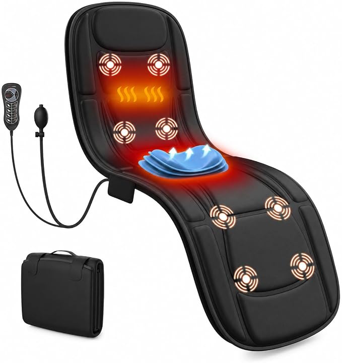 Full Body Massage Mat with Heat, Vibration Massage Mattress Pad with Lumbar Support Cushion, Foldable Massage Mat for Bed, Sofa & Floor, Relaxation & Comfort by COMRELAX