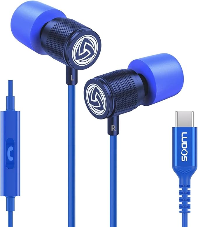 LUDOS Ultra USB C Headphones for iPhone 17 16 15 Pro Max Plus Air iPad Pro, 5 Years Warranty, Magnetic USB-C Earbuds for Samsung Galaxy S24 S23 Ultra S22 S21 FE S20 A55 A54 A53, USB Type C Earphones by Ludos