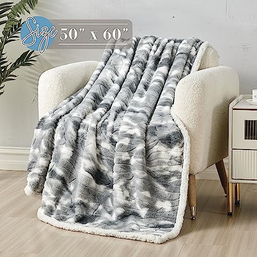 Elegant Comfort Luxury Valentine’s Day Sherpa Throw Blanket Ultra-Soft Cozy Velvet Aesthetic Fleece Throw - Micromink Sherpa for Her, Girlfriend, Sherpa Reversible Blanket- Alaska Gray - Image 4