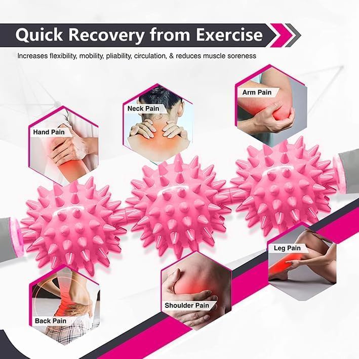 Cellulite Massager, Fascia Blaster for Cellulite, Muscle Roller Stick Lymphatic Drainage Massager for Relif Body Sorness, Trigger Points, Sports Legs, Back Recovery, Rose Red - Image 4