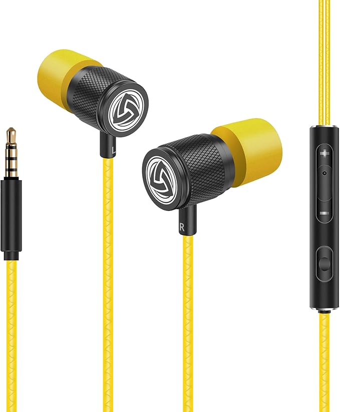 LUDOS Ultra Wired Earbuds in-Ear Headphones, 5 Years Warranty, Earphones with Microphone, Noise Isolating Ear Buds, Memory Foam for iPhone, Samsung, School Students, Kids, Women, Small Ears - Yellow - Image 7