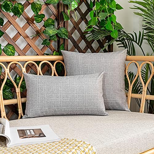 Kevin Textile Outdoor Waterproof 12”x24” Lumbar Pillow Covers 2 Pack, Grey - Image 5