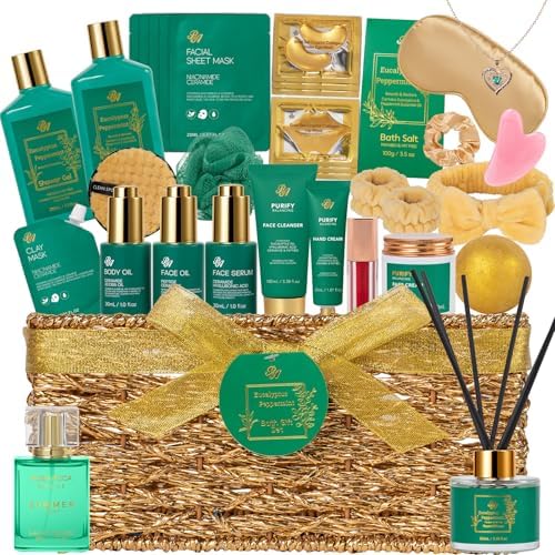 35 Pcs Gifts for Women, Eucalyptus Bath & Body Gift Basket, Self-Care Set by RAROSAACCA