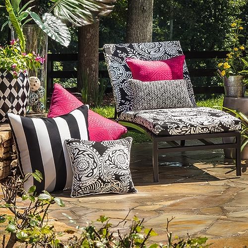 Pillow Perfect Paisley Indoor/Outdoor Accent Throw Pillow, Plush Fill, Weather, and Fade Resistant, Throw - 16.5" x 16.5", Black/Ivory Addie, 2 Count - Image 2