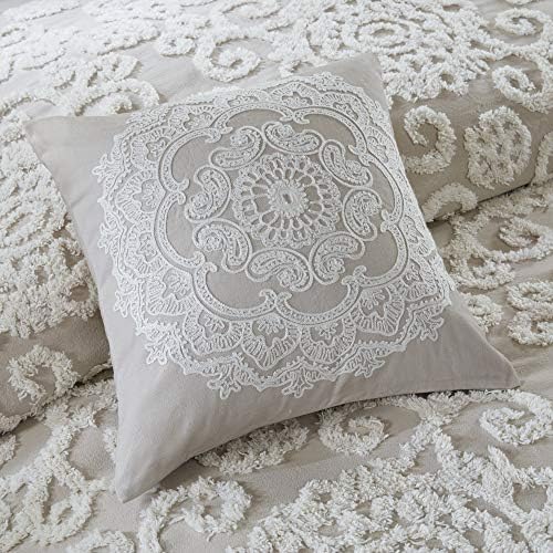 Harbor House Modern Design Decorative Pillow Hypoallergenic Sofa Cushion Lumbar, Back Support, Square 18" x 18", Suzanna, Cotton Medallion Taupe - Image 2