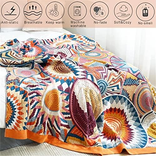 MSGKV Boho Throw Blanket 50"x60" Summer Cotton Colorful World Blanket - Image 4