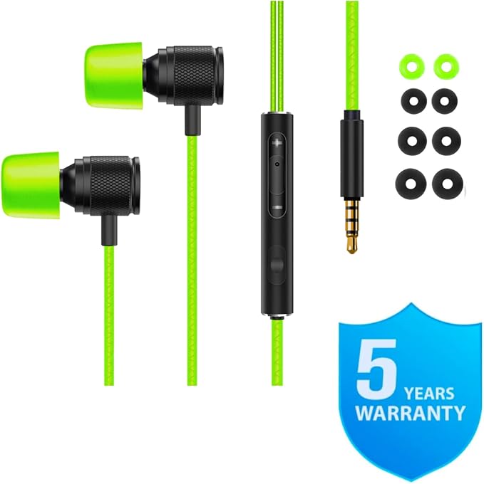 LUDOS Ultra Wired Earbuds in-Ear Headphones, 5 Years Warranty, Earphones with Microphone, Noise Isolating Ear Buds, Memory Foam for iPhone, Samsung, School Students, Kids, Women, Small Ears - Green - Image 6