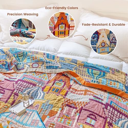 MSGKV Roman Castle Cotton Throw Blanket 60"x80" Art Woven Twin Blanket - Image 3