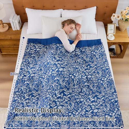 yescool Weighted Blanket for Adults (15 lbs, 60" x 80", Indigo) Cooling Heavy Blanket for Sleeping Perfect for 140-160 lbs, Queen Size Breathable Blanket with Premium Glass Bead, Machine Washable - Image 2