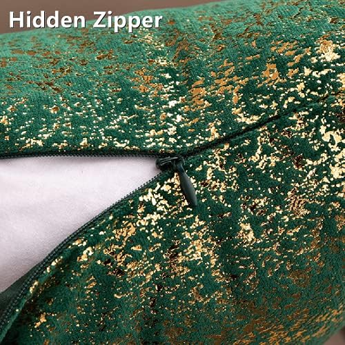 Deeprove Throw Pillow Cover Both Sides Sparkle Gold Foil Print, Soft Velvet Hidden Zipper Closure Accent Pillow Cushion Case for Bedroom, Living Room, Sofa, Square 20 x 20 Inches 1 Pack, Dark Green - Image 3