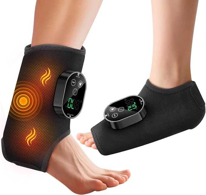 Foot Massager for Neuropathy Plantar Fasciitis Pain Relief, Cordless Heated Vibrating Cloud-Soft Ankle Wrap Feet Massage, Portable 2H Run Time, 6 Heats, 3 Modes, Auto-Off Timer,1 Pair by ToEmbarkOnYourSpookyHalloweenTour