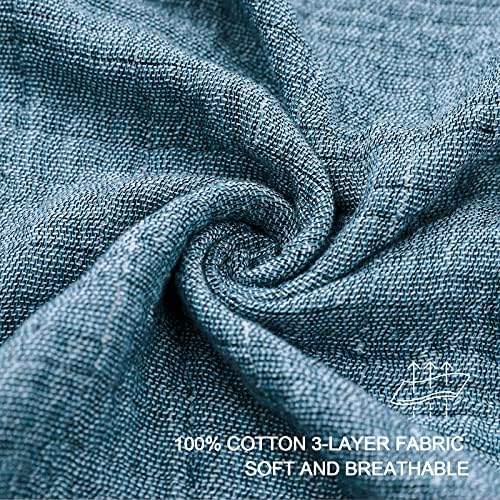 SE SOFTEXLY Muslin Throw Blanket, 4-Layer Dyed Yarn, 60”x80”, Denim Blue - Image 2