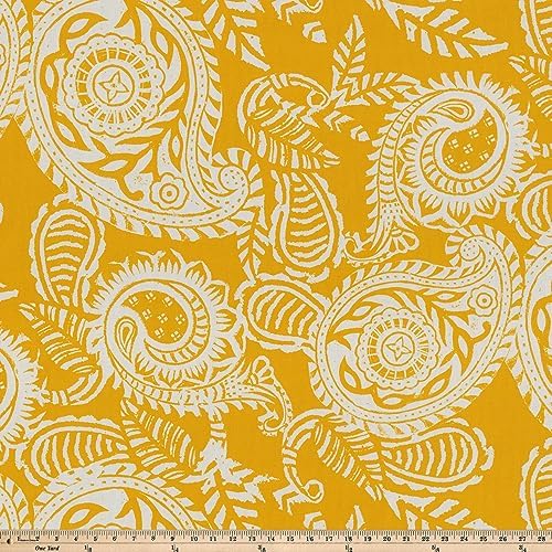 Pillow Perfect Paisley Indoor/Outdoor Accent Throw Pillow, Plush Fill, Weather, and Fade Resistant, Floor - 25" x 25", Yellow/Ivory Addie, - Image 5