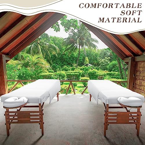 Mixweer 9 Pcs 3 Set Microfiber Massage Table Sheets Set Bulk Includes Flat Sheet, Fitted Sheet with Pocket, Face Rest Cover(White) - Image 5