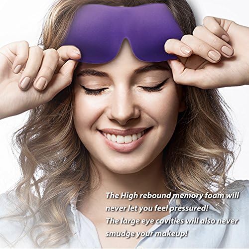 PrettyCare 3D Sleep Mask 2 Pack, Eye Mask for Side Sleeper - 3D Contoured Sleeping Mask Block Out Light for Men Women- No Eye Pressuer Night Masks with Ear Plugs & Travel Bag (Black＆Purple) - Image 2