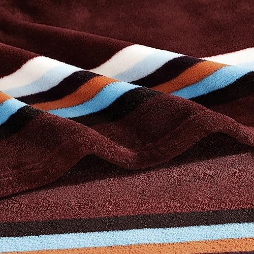 Wrangler - King Size Blanket, Ultra-Soft Plush Blanket, Medium Weight Cozy Bedding, Striped Americana Decor, Western Saddle Burgundy - Image 3