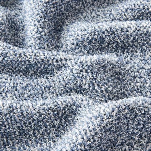 CozeCube Reversible Knitted Throw Blanket, Dusty Blue White Melange 60"x80" - Image 3