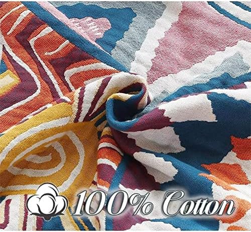 MSGKV Boho Throw Blanket 50"x60" Summer Cotton Colorful World Blanket - Image 3