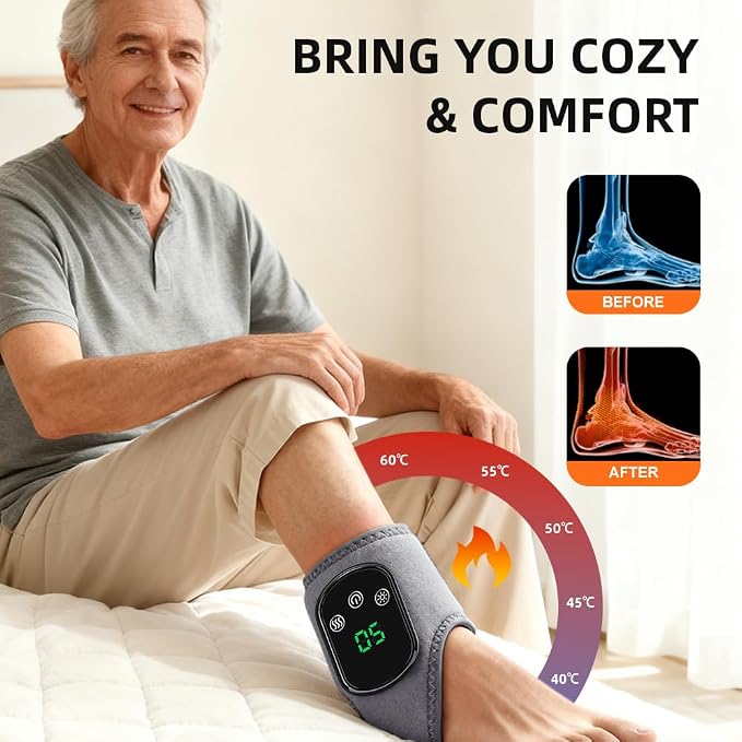 IFTHFOUR 2Pcs Foot and Ankle Massager with Heat, Portable Heated Wrap, 3 Vibration Modes and 5 Heat Settings, USB Charging, Ideal for Home and Travel - Image 3