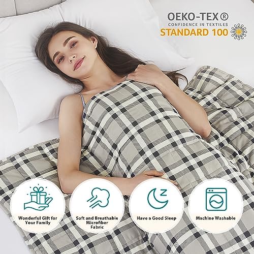 L'AGRATY Weighted Blanket - 48"x72" 15lbs Cooling Breathable Heavy Blanket Microfiber Material with Glass Beads for Adult All-Season Summer Fall Winter Soft Thick Comfort - Image 6