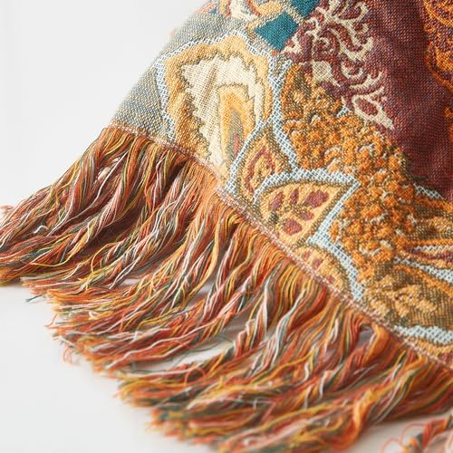 Boho Throw Blanket for Bed 90”x108”, 100% Cotton Blanket for Couch Sofa - Image 7