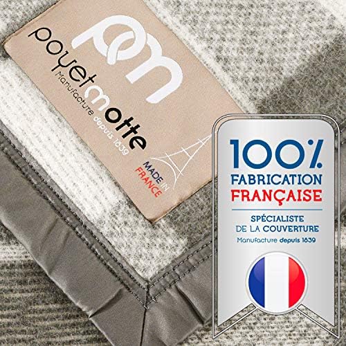 Poyet Motte Rivoli Solid 400GSM 100% Virgin Wool Blanket, Medium/Heavy Weight, Machine Washable (Grey Natural Plaid, Full/Queen Size) - Image 2