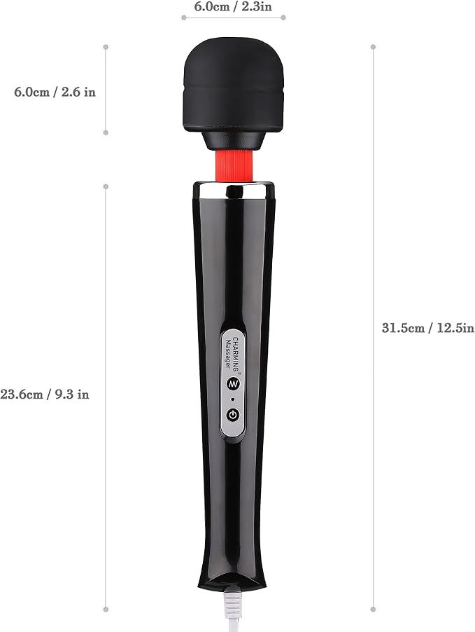 CHARMING Wired Powerful Handheld Massager with Strong 10 Vibrations Back Massage, Personal Therapy Massager for Sports Recovery, Muscle Aches, Full Body Pain (Black) - Image 2