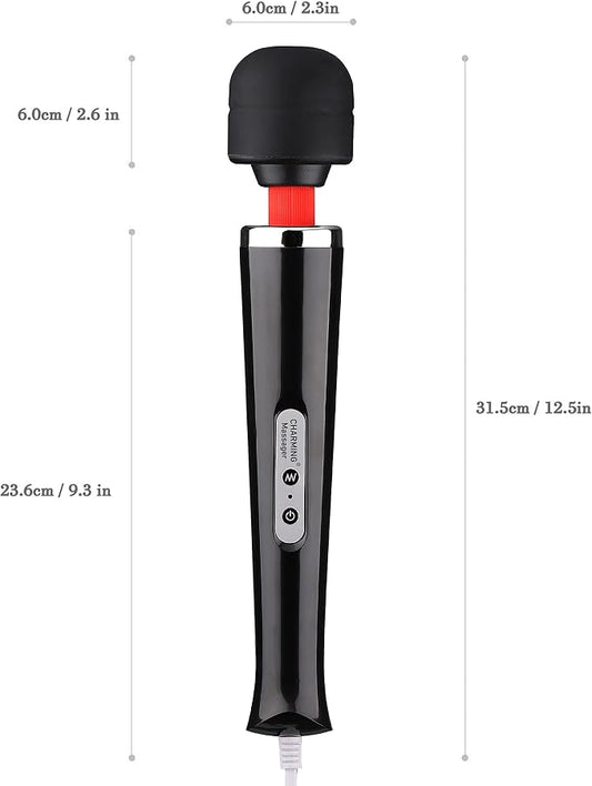 CHARMING Wired Powerful Handheld Massager with Strong 10 Vibrations Back Massage, Personal Therapy Massager for Sports Recovery, Muscle Aches, Full Body Pain (Black) - Image 2