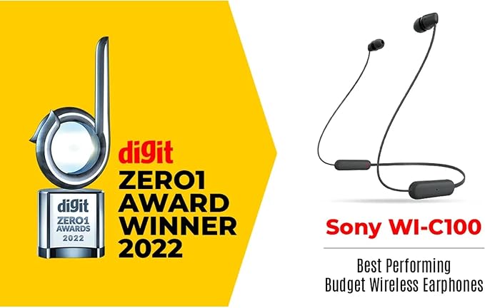 Sony WI-C100 Wireless in-Ear Bluetooth Headphones with Built-in Microphone,Black,(Pack of 2) - Image 2