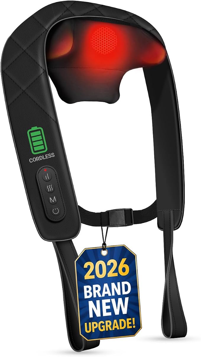 CuPiLo Neck and Shoulder Massager with Heat for Pain Relief Deep Tissue, Electric Cordless 4D Shiatsu Neck Massager for Relax Neck, Shoulder & Back, Use at Home, Office by CUPILO
