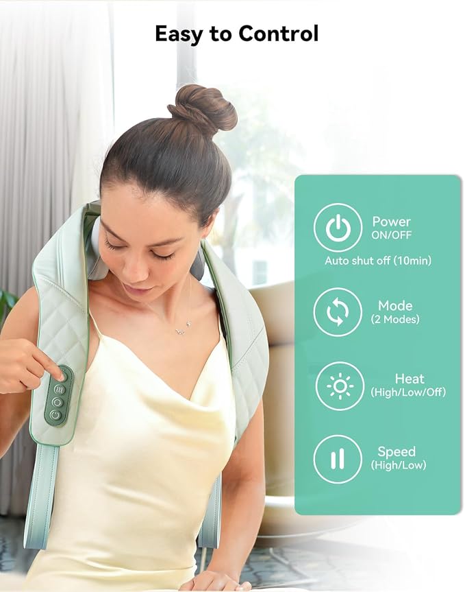 Snailax Cordless Neck Massager with Heat, Shiatsu Neck Shoulder Massager for Pain Relief Deep Tissue, 4D Kneading Shiatsu Back Massage Pillow, Gifts for Women, Men - Image 6