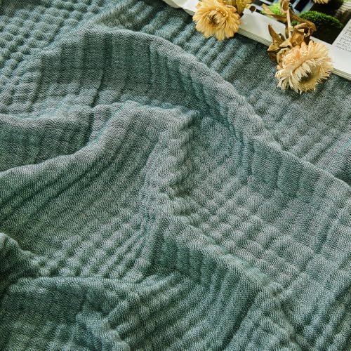 EMME Cotton Muslin Twin XL Blanket Breathable Gauze Soft Lightweight Blankets Adults Gifts for Women (Heather Forest Green, 66"x90") by EMME