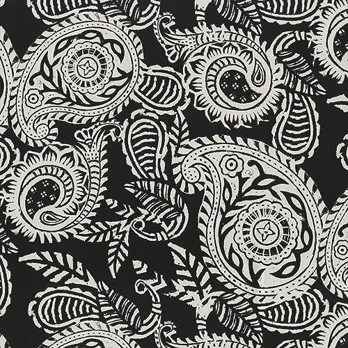 Pillow Perfect Paisley Indoor/Outdoor Accent Throw Pillow, Plush Fill, Weather, and Fade Resistant, Throw - 16.5" x 16.5", Black/Ivory Addie, 2 Count - Image 3