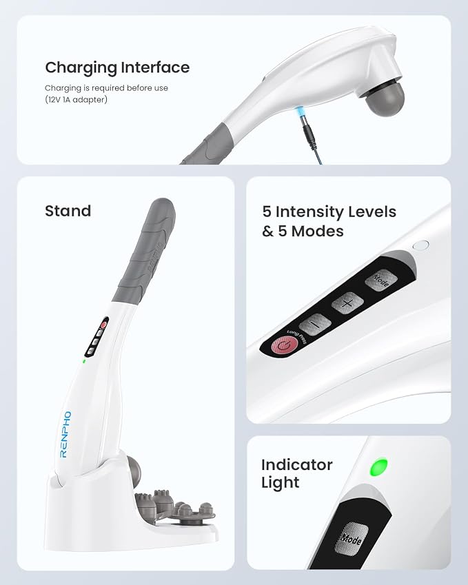 RENPHO Cordless Handheld Massager, 5 Adjustable Speeds and Massage Modes - Image 4