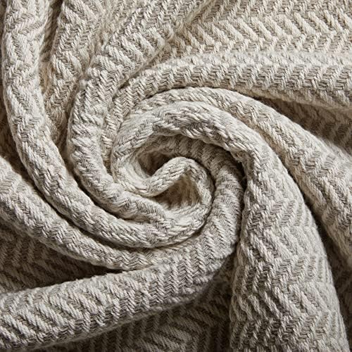 Americanflat 50x60 Throw Blanket - Soft and Breathable Cotton Throw Blanket for Couch, Bed, Chair - Decorative Blankets Perfect for Home, Office, or Outdoor Use - Cream and Beige Zig Zag Design - Image 3