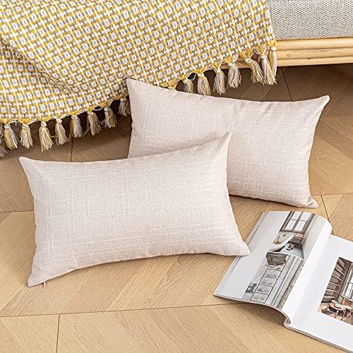 Kevin Textile Outdoor Waterproof 12”x20” Lumbar Pillow Covers 2 Pack, Beige - Image 4