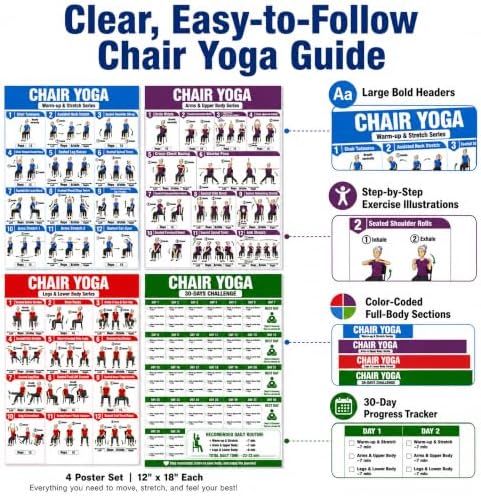 12x18 in Chair Yoga Chart for Seniors & Beginners Poster (Yoga Seniors) - Image 3