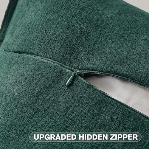 FUTEI Pack of 2 Chenille Throw Pillow Covers 12x20 Inch, Dark Green - Image 3