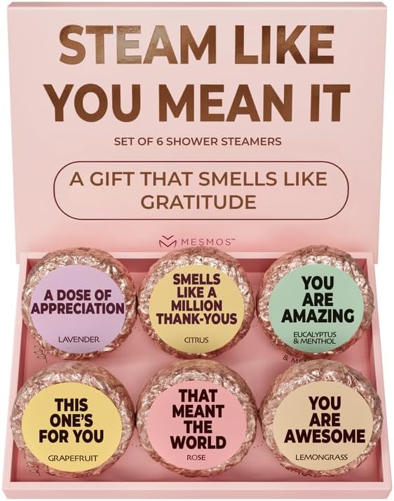 MESMOS 6 Assorted Shower Steamers Aromatherapy, End of Year Teacher Gifts, Thank You Gifts for Women, Shower Steamers for Women, Showers Bomb, Appreciation Gift for Coworkers, Admin, Staff & Team by MesmorizingMemoriesMoments
