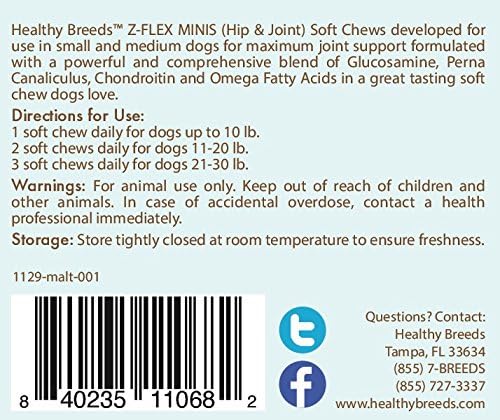 Healthy Breeds Maltese Z-Flex Minis Hip and Joint Support Soft Chews 60 Count - Image 3