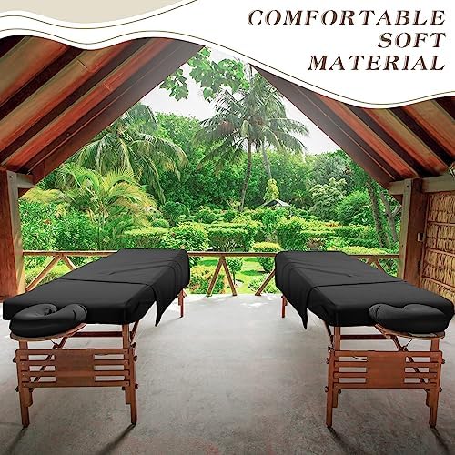 Mixweer 9 Pcs 3 Set Microfiber Massage Table Sheets Set Bulk Includes Flat Sheet, Fitted Sheet with Pocket, Face Rest Cover(Black) - Image 5