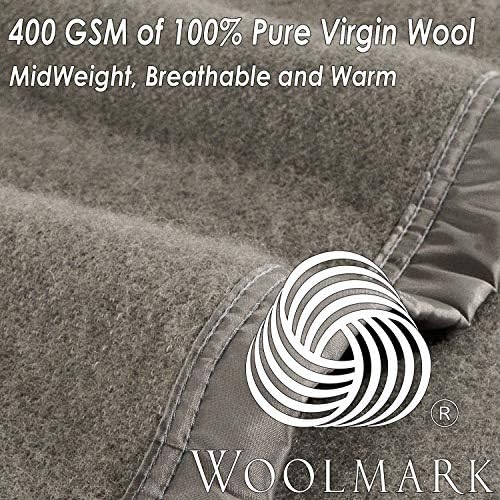 Poyet Motte Rivoli Solid 400GSM 100% Virgin Wool Blanket, Medium/Heavy Weight, Machine Washable (Grey Solid, Twin Size) - Image 4